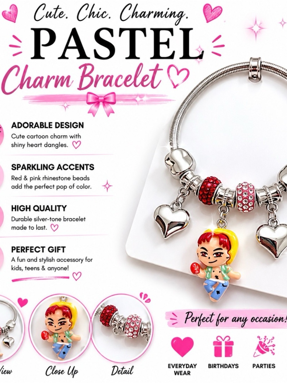 CUTE CARTOON CHARACTER CHARM BRACELET
